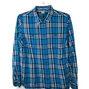 Women’s Duluth Trading Free Swingin Flannel Shirt Blue Plaid Size Medium